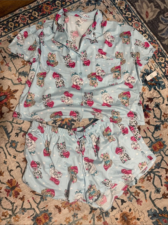celebrate Valentine’s Day Other - Light Blue Cute Cat Print Pajama Set